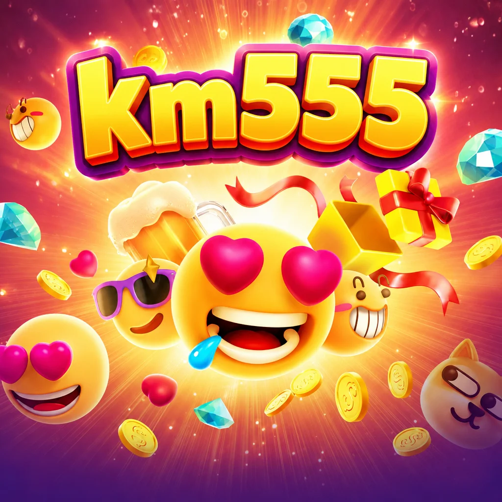 km555 Emoji Riches menampilkan berbagai ekspresi emoji ceria dan warna-warni